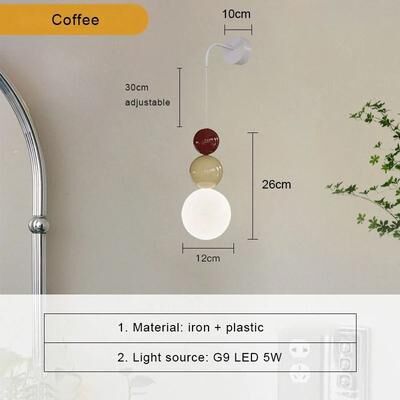 Uplift Picks Nordic Cream Style Wall Lamp Modern LED Bedside Light coffee cool White(5500 7000k)
