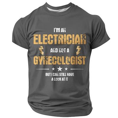 Lustiges Herren Elektriker T-Shirt - 'Kein Frauenarzt aber ich kann mal schauen' Arbeits Humor Grafik Tee
