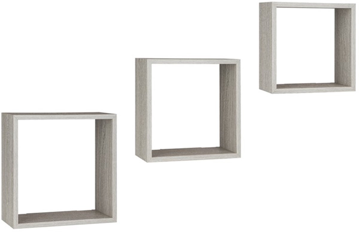 Practo Home Wandrekken van hout, 3 stuks, grijs