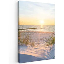 LEINWANDBILD Strand - Sonne - Düne - Gras - Sand - Horizont Wanddeko Schlafzimmer 60x90 cm