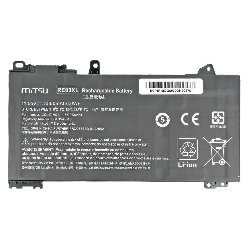 Mitsu BATTERY BC/HP-450G6 (HP 3500 MAH 40 WH) - Batterie (3 Zellen, 3500 mAh) (5BM318)
