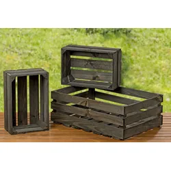 Holzkiste FRUITS grau (BHT 60x22x40 cm) - grau - BHT 60x22x40 cm