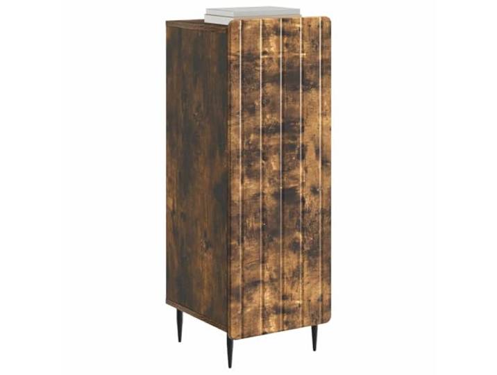 KTHLBRH Anrichte Eiche Rauch 34,5 x 33 x 92 cm Ingenieurholz Stahlbeine, verstellbare Einlegeböden, Tür mit 90° Scharnier, einfache Reinigung, für Esszimmer