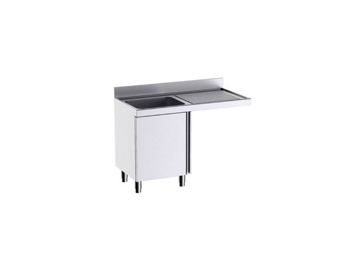 Meuble pour plonges L.1200mm avec Portes Battantes et Espace pour Lave-vaisselle - Distform - FP9126LD - l- L1- P- h- Acier Inoxydab