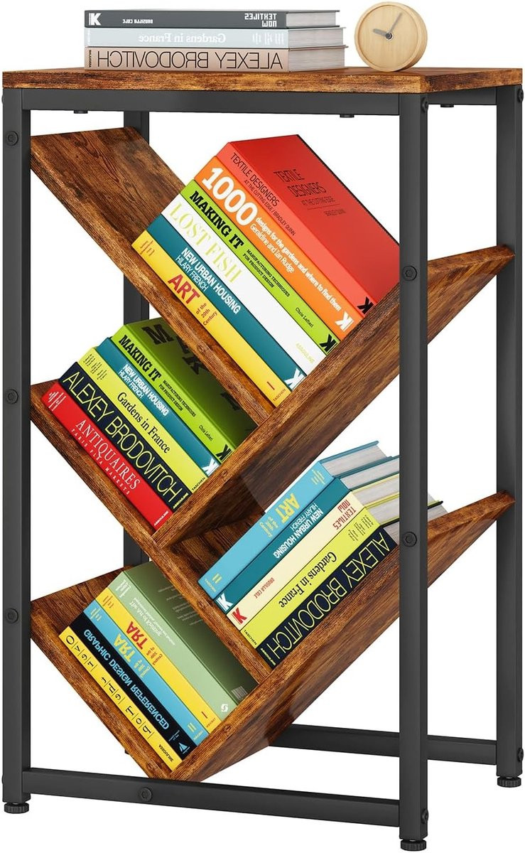 5-laagse bruine boekenplank voor bureau en decoratie