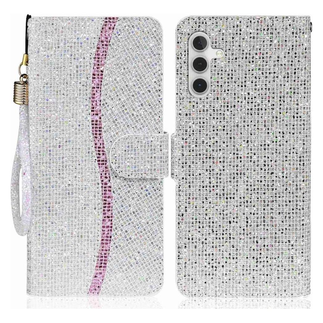 Cover-Discount Galaxy A14 - Glitter Leder Etui silber (Samsung Galaxy A14) (660117127D)