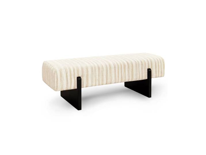 Banc en tissu tramé à motif beige
