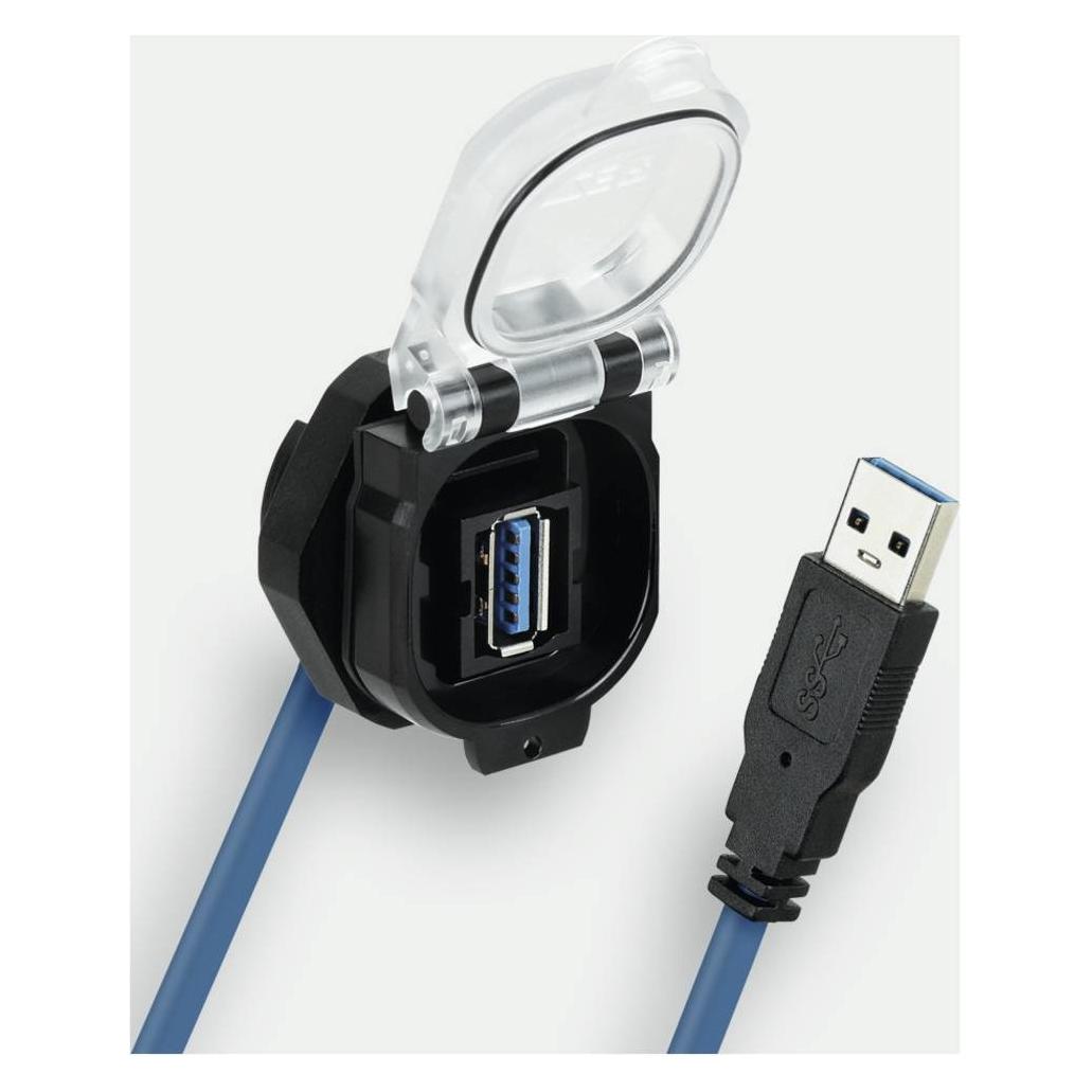 Lütze Einbaudose USB-3.0 A/A F/M 90° 1,5m PVC PC mit Klappdeckel USB-3.0 A/A F/M 90° (493114.0150)