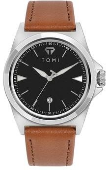 ModernMart TOMI Minimalist Quartz Mens Watch Classic Business Casual Watch Elegant Round Dial brown Silver