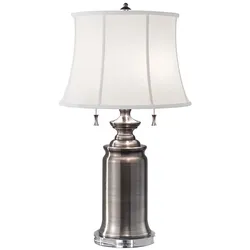 Tischleuchte Beistelllampe Nachttischleuchte Stahl Nickel H 68,6 cm 2 Flammig