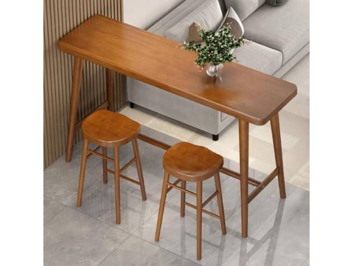KEIFCUACLA Massivholz Bartisch, Stabiler Hochtisch für Küche und Balkon Langer rechteckiger Wandtisch, multifunktional für Wohnzimmer, Esszimmer, Heimbar & Arbeitsbereich