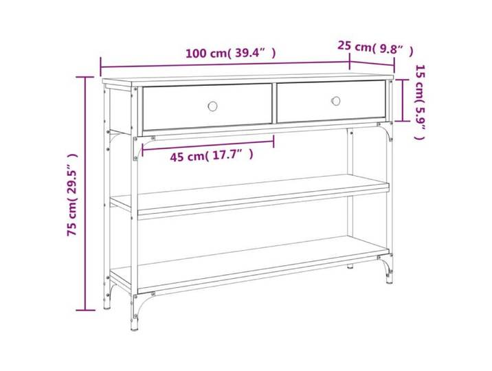 Console Meuble - Gris Table console Table d'appoint support 20 kg - Sonoma gris - 100x25x75 cm - bois d'ingénierie5007