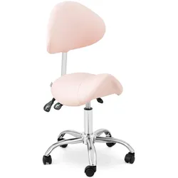 Physa, Bürostuhl, Sattelstuhl Sattelhocker mit Lehne Rollhocker Rosa, Silbern höhenverstellbar (51 - 65 cm)
