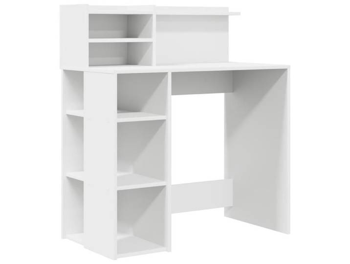 440946& Bureau-Travail-d'Étude Blanc 90x48x101.5 cm en - Bois - Panneaux de particules