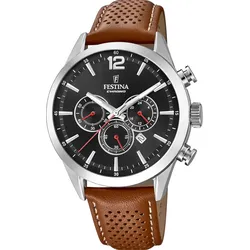 Festina Quarz Herren Timeless Chronograph F20542/6 - schwarz,braun - 43.5mm