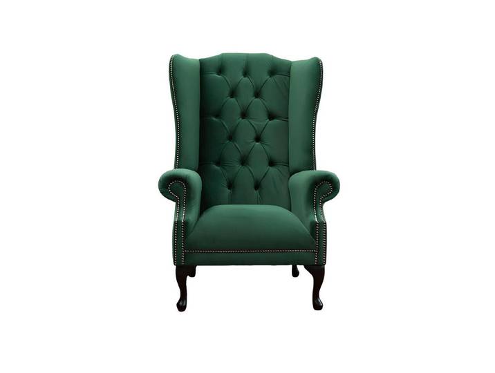 Xlmoebel Sessel Grüner Chesterfield-Ohrensessel aus strapazierfähigem Textil (1-St., Ohrensessel), Hergestellt in Europa