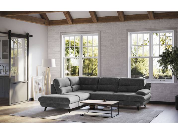 Ecksofa GOODPRODUCT Pike L-Form, B: 266 cm , graphite, B:266cm H:90cm T:217cm, 92% POLYESTER (PES) / 8% POLYAMID (PA);45000, Sofas, Ecksofa, optional Schlaffunktion & Bettkasten