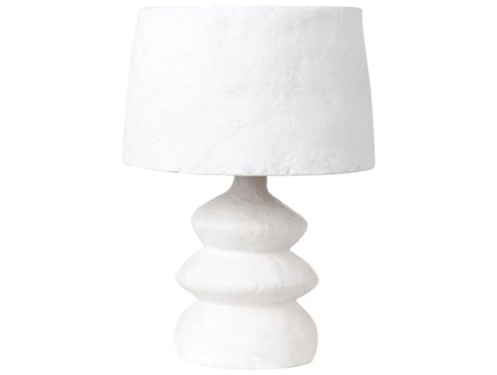 Tischlampe Pappmaché weiß handgefertigt modernes Design Tischleuchte Arapey
