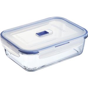 Luminarc Mikrowellengeschirr Pure Box Active transparent, Glas, Dose eckig, mit Dampfventil, auslaufsicher, 1,97 Liter