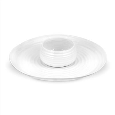 Portmeirion Sophie Conran White 2 piece Chip and Dip - 12 in