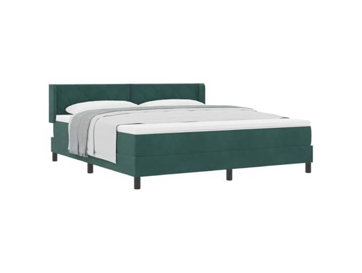 KTHLBRH Boxspringbett mit Kopfteil dunkelgrün 200 x 180 cm Samt Minimalistisches Design, klare Linien, massives Kiefernholz, schwarze Beine, atmungsaktive Oberfläche, für Singles oder Paare