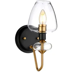Wandlampe Leuchte Stahl Glas B 13,4 cm 1 Flammig klassisch anthrazitschwarz