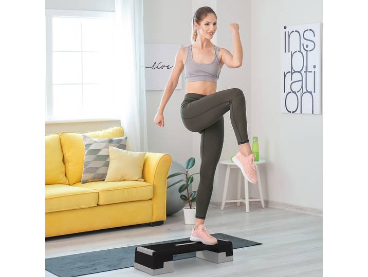 SPORTNOW Stepper Réglable ABS Antidérapant 97x36x15-25cm Gris