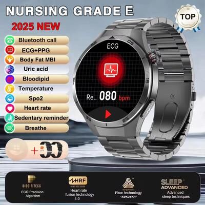 Inspire Select 2025 ECG Health Smart Watch AMOLED Bluetooth Call Fitness Tracker With NFC & Wellness Monitoring black Steel 2a iatrology Care Grade