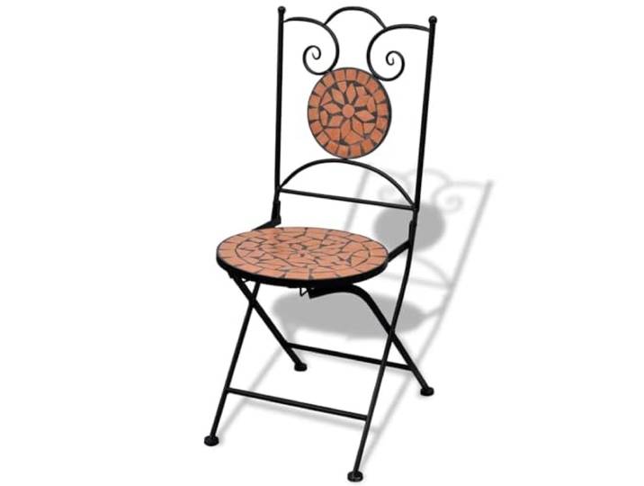 GFEROMRF Bistrostühle 2 STK. Klappbar Keramik Terrakotta Pulverbeschichteter Eisenrahmen, Wasserfest, Leicht zu Reinigen, 110 kg Belastbar