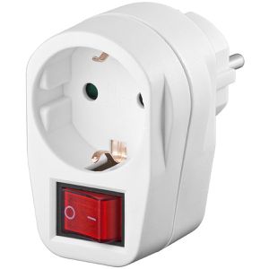 Goobay Steckdosenadapter 94272, weiß, mit Schalter, 1-fach Schuko bis 3680 Watt