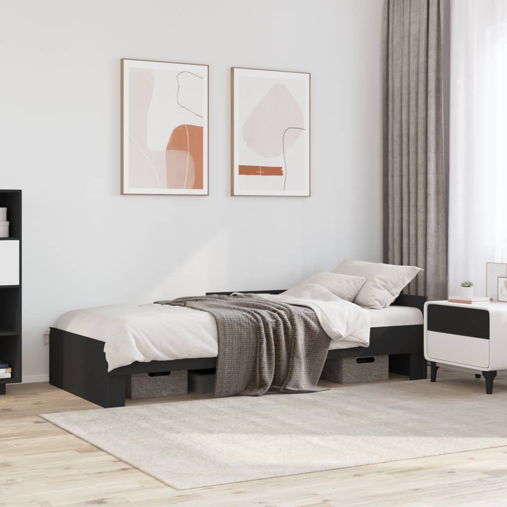 17 Stories Bed Frame Without Mattress Engineered Wood Black Small Single (2'6)