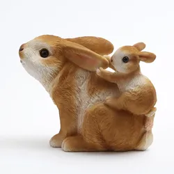 MARELIDA Spielende Hasen Osterhase sitzend Frühlingsdeko Ostern Dekofigur Polyresin braun