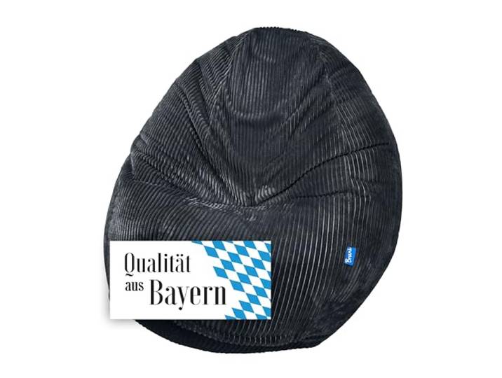 Bruni Classico Cord M in Schwarz - Sitzsack für drinnen mit Füllung, Indoor-Sitzsack aus Deutschland