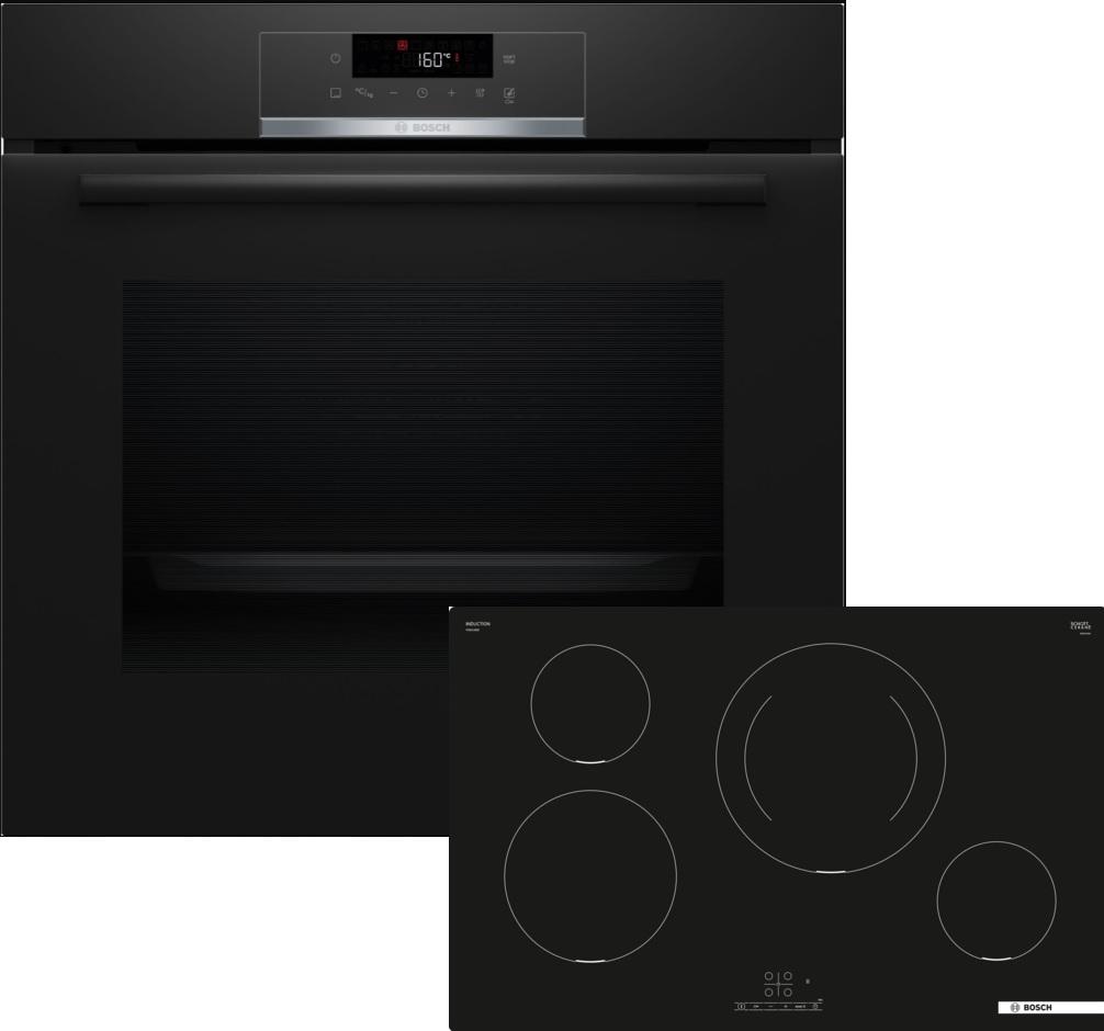 Bosch Serie 2 HBD274FB87, Zonen-Induktionskochfeld, 4 Zone(n), Keramik, Schwarz, Berührung, 80,2 cm
