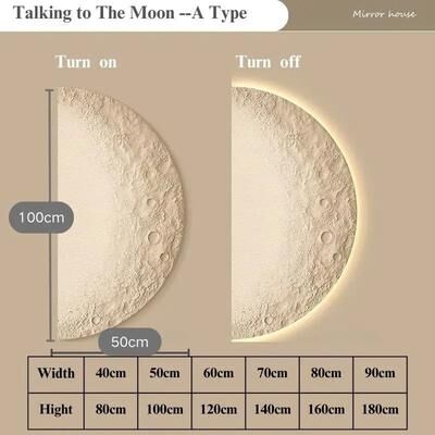 Uplift Essentials Creative LED Moon Wall Painting Lamp Remote Control Minimalist Decor a Type 35.4 X 70.9 In (90 X 180 Cm)