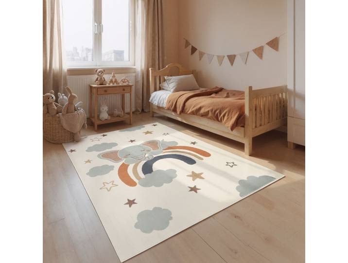 Kinderteppich HANSE HOME Dreamy Jumbo , creme multifarben, B:200cm H:10mm L:290cm, Polypropylen, Teppiche, Kinderteppich, Pflegeleicht, Weich, Kinderzimmer, Spielteppich, Spielunterlage