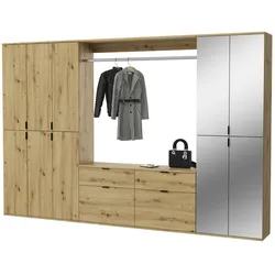 GARDEROBEN-SET Eiche 273 cm, Komplettset mit flexibler Inneneinteilung
