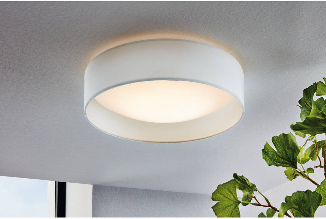 EGLO LED flush ceiling light Pasteri, 32 cm made of fabric White 7.5cm H X 32cm W X 32cm D