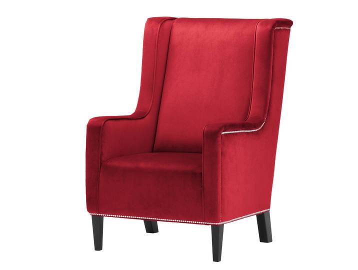 Fauteuil Mirina I Rouge/Rouge Velours Ravi Noir 69 x 103 x 87cm