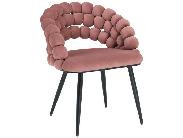Novel Armlehnstuhl, Rosa, Schwarz, Metall, Textil, Rundrohr, 58x80x62 cm, Stoffauswahl, Esszimmer, Stuhl, Polsterstühle