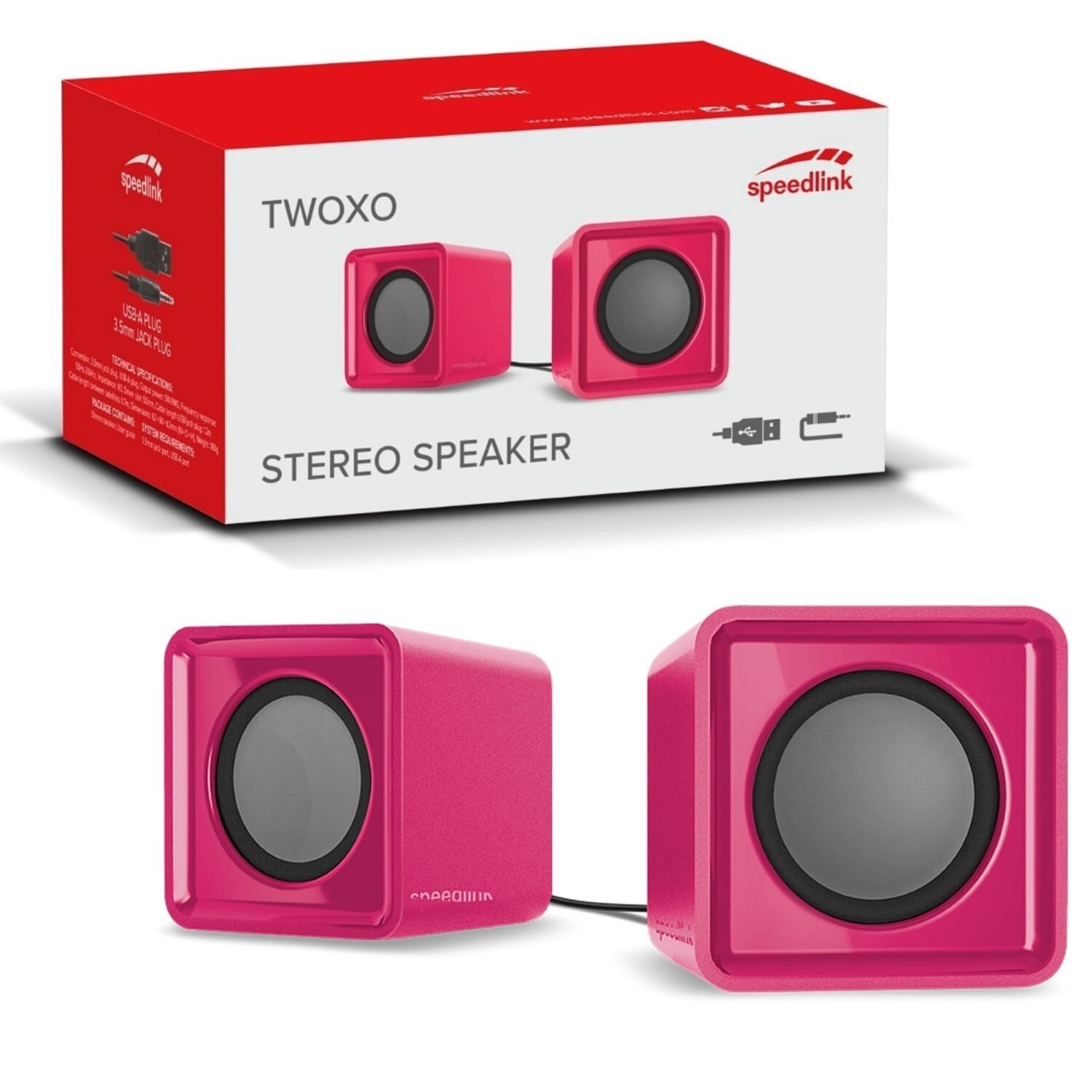 Speedlink TWOXO Stereo luidsprekers, roze