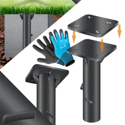 KESSER® Metall Universal Bodenplatte Sonnenschirmständer für Sonnenschirm - Ampelschirm - Kurbelschirm   Bodenanker, Inkl. Handschuhe    16 x 16 cm