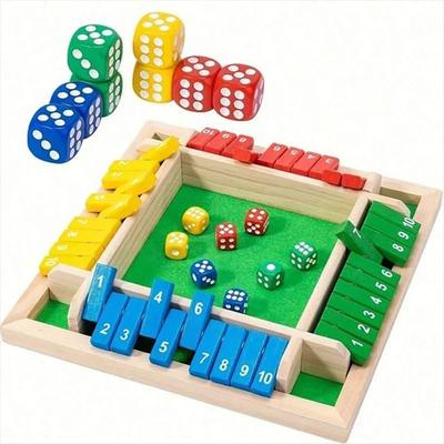 Uplift Essentials Classic 4 Sided Wooden Shut the Box Board Game red Set