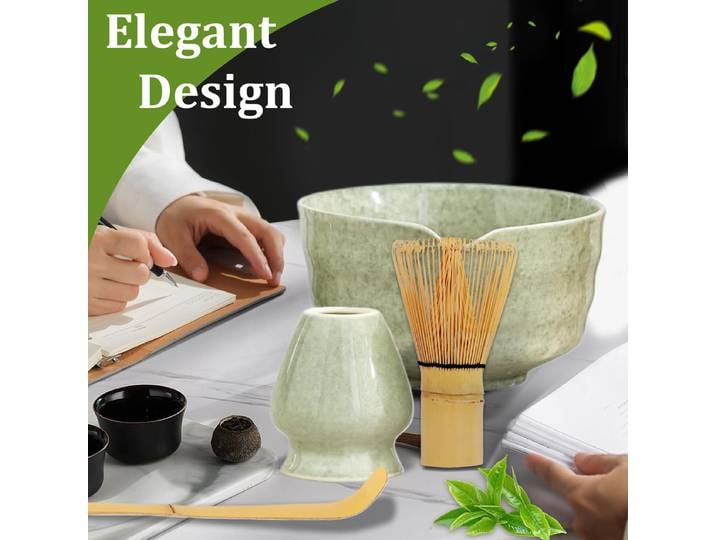 Service à thé Mn emballé dans une boîte-cadeau chinoise classique, bol à thé, fouet, pinceau matcha, ensemble de 4 pièces