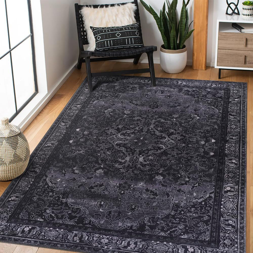 Langley Street Non Slip Area Rugs Washable Carpet Pad Low Pile Throw Rug Modern Entryway Mat For Bedroom 1318 Black Rectangle 200 x 290 cm