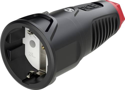 PCE 2510-sr Schutzkontaktkupplung Gummi, Thermoplast 250V Schwarz, Rot