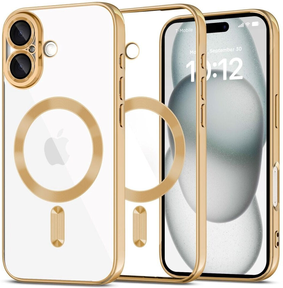 iPhone 16 Tech-Protect Magmat Bagside Cover - MagSafe Kompatibel - Gennemsigtig / Guld