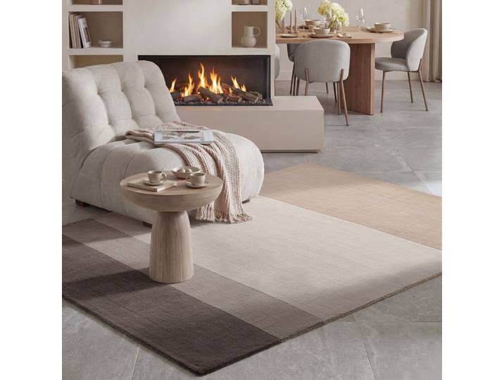 Wollteppich VILLEROY & BOCH Edmund , beige (creme beige braun), B:160cm H:16mm L:230cm, Oberfläche: 100% Wolle. Rückseite: 100% Baumwolle, Teppiche, Wollteppich, Wolle, Natur, Handgemacht, Landhaus, Skandi, Wohnzimmer, Schlafzimmer
