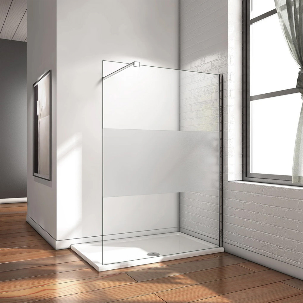 Walk In Dusche Begehbare Duschwand Glas Duschabtrennung Duschtrennwand Glastrennwand Glaswand mit NANO-Beschichtung halbmatt Mittelteil 120cm