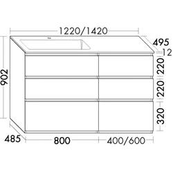 Burgbad Mineralguss-Waschtisch+Waschtischunterschrank Lin20 Acryl/Lack Matt RAL-Farbe SGIK142RF5383C0001
